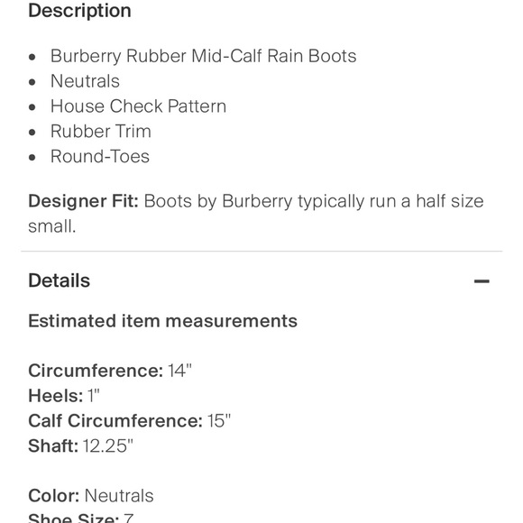 Burberry Rain Boot Size 7 - Picture 5 of 5